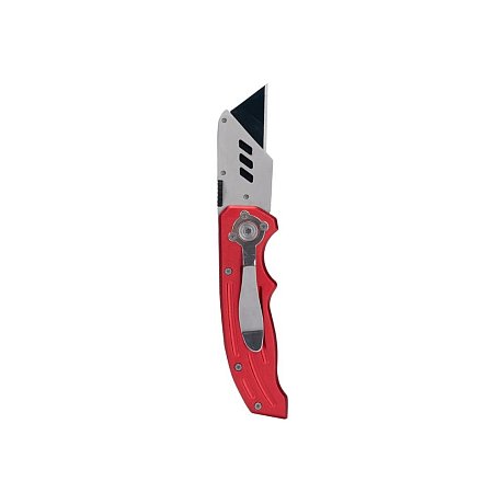 Нож строительный складной Deli RS EDL040, трапеция, 19T, красный