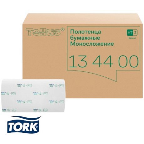 Полотенца бумажные Tellus Синглфолд Баланс, листовые, 1 слой, 250 листов, H3 (134400)