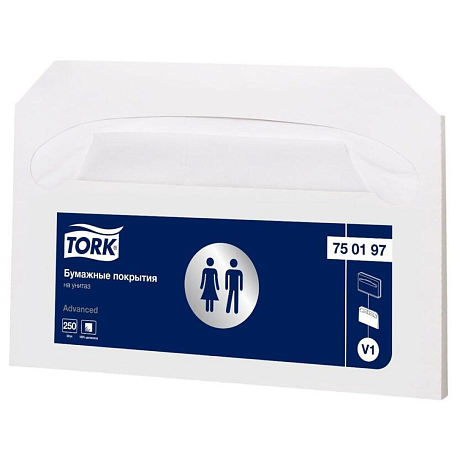 Покрытия бумажные индивидуальные TORK Advanced на унитаз V1, 250 шт/упак (750197)