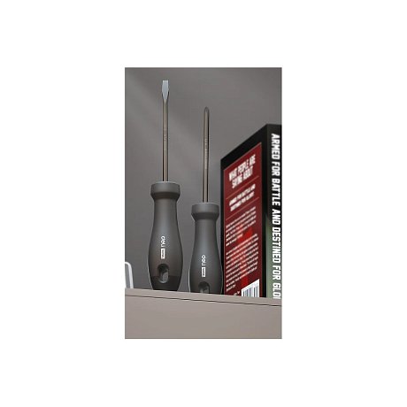 Набор отверток Deli HS EHT1002, 2 шт.(PH1х100,SL5х100), Soft Touch, черный