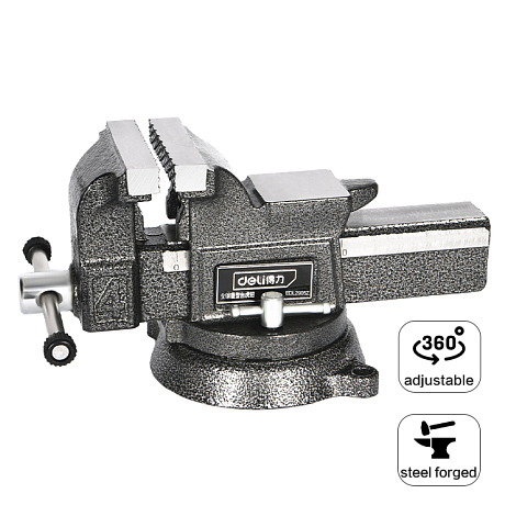 Тиски стальные Deli YS EDL2905Z, поворотные, с наковальней, 5