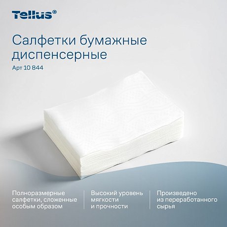 Салфетки Tellus Стандарт NS4, для диспенсера, 200 листов, 2 слоя, белый (10844)