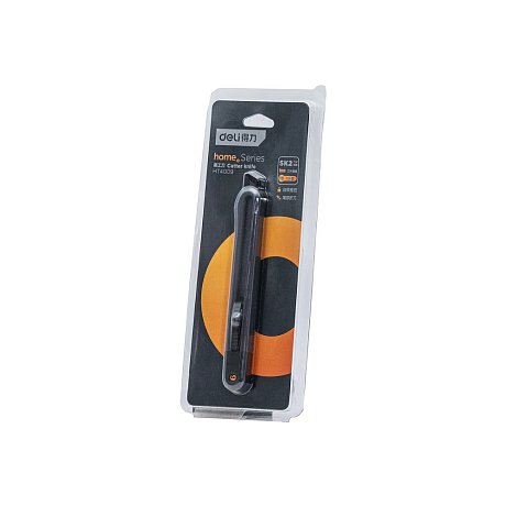 Нож строительный Deli HS EHT4009, 9 мм, Soft Touch, черный