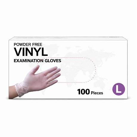 Перчатки виниловые одноразовые, р-р L, 100 шт./уп., прозрачный