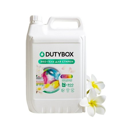 Средство для стирки Dutybox, Жасмин и белый лотос, 5 л, экологичное, для цветного белья, гель-концентрат (db-5195)