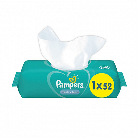 Салфетки гигиенические влажные с клапаном Pampers Fresh Clean для детей, 52 шт/упак