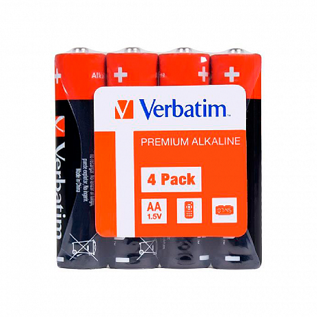 Батарейки алкалиновые Verbatim "AA/LR6", 4 шт (9009147)