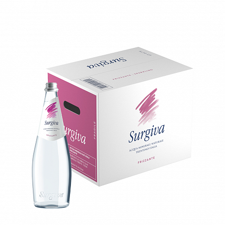 Вода минеральная "Surgiva", 0.75 л, газированная, 12 бут/упак, стеклянная бутылка
