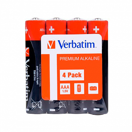 Батарейки алкалиновые Verbatim "AAA/LR03", 4 шт (9009146)
