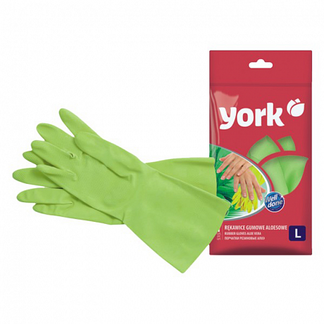 Перчатки хозяйственные "York Алоэ", прочные, р-р L, 2 шт/упак