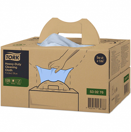 Материал нетканый Tork Premium повышенной прочности в салфетках, W7, 120 шт/упак, голубой (530276)