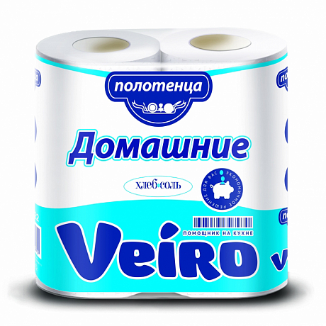 Полотенца бумажные Veiro Домашние, 2 рулона, 2 слоя, белый