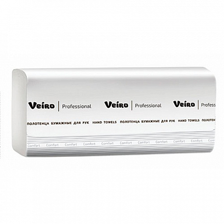 Полотенца бумажные Veiro Professional Comfort, V-сложение, 1 слой, 250 шт/упак (KV210)